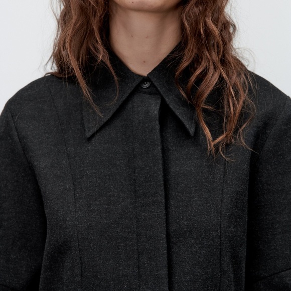 ZARA CROPPED LONG SLEEVE SHIRT - Picture 5 of 9